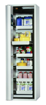 Bezpečnostní skříň s požární odolností 90min, skládací dveře (levé dveře)_6x zásuvka, ocelový poplastovaný plech